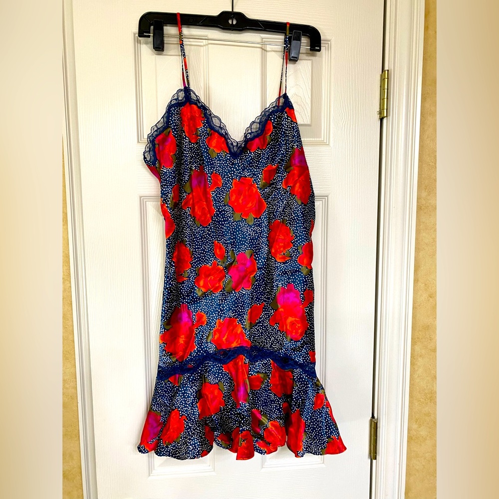 Victoria Secrets royal blue with red flowers. No tags, worn once